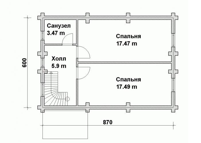 Проект дома из бревна 6х9