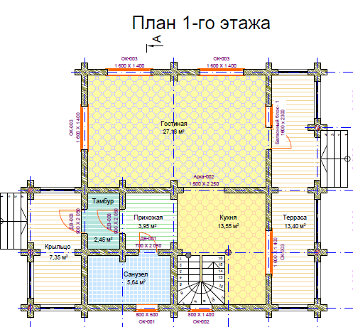 Проект дома из оцилиндрованного бревна «МОЛОГИНО» Проект дома из оцилиндрованного бревна «МОЛОГИНО»